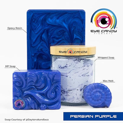Eye Candy Pigments Premium Purple Mica Powder - Persian Purple (25gr) - for Epoxy, Resin, Soap, Paint, Woodworking, Acrylic Pouring, Bath Bombs, Fishing Lures - DIY Arts and Crafts Additive