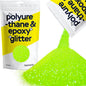 Hemway Polyurethane & Epoxy Resin Glitter 100g / 3.5oz Metallic Crystal Flake Additive for Flooring Jewelry Tumblers Glass Pigment - Ultrafine (1/128" 0.008" 0.2mm) - Fluorescent Green