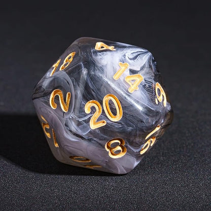 7-Die DND Dice Set Polyhedral Dice Set with a Leather Dice Bag, D&D Dice Set for RPG Table Games (Transparent Black Mix White)