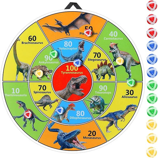 30 Inch LED Dart Board Kids Game,12PCS Sticky Balls,Indoor/Outdoor Sports Carnival Games Yard Party, Suitable for 3 4 5 6 7 8 9 10 Years Old Boys and Girls Birthday Gifts Dinosaur Toys