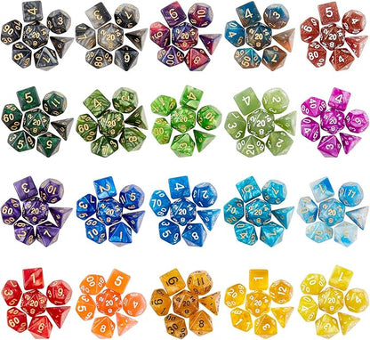 DND Dice Set (140 Pieces), Huuancy Polyhedral Dice for Dungeons and Dragons DND RPG MTG Table Games with 1 Large Flannel Bag, 20 Colors