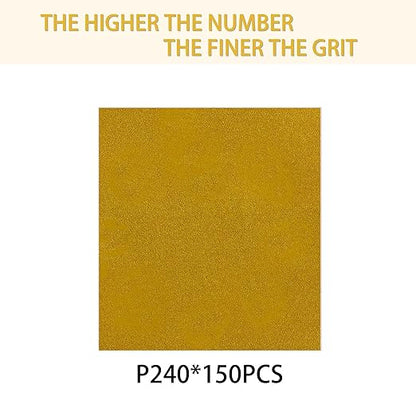 150PCS 240 Grit Gold Sanding Discs, 5-Inch 8-Hole Sandpaper for Random Orbital Sander, for Automotive or Woodworking