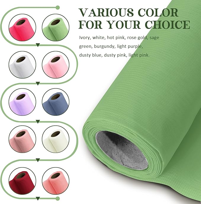 Horbaunal Dusty Sage Chiffon Fabric by The Yard, 1 Yard Continuous Sheer Fabric 59" Wide Soft Draping Fabric for Wedding Arch Draping Party Backdrop DIY Sewing