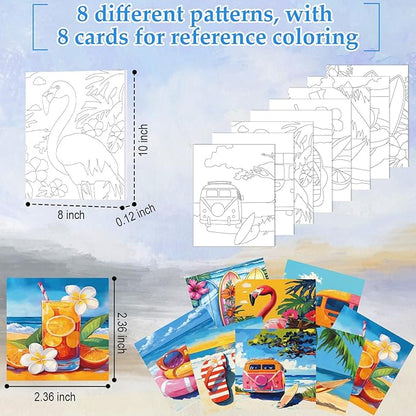 Cholemy 36 Pcs Paint and Sip Kit for Adults 8''x10'' Pre Drawn Canvas for Painting DIY Afro Acrylic Painting Kit Wood Easel Brushes Date Night Bulk for Christmas Party Gifts(Hawaii)
