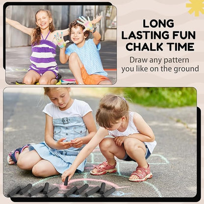 Fulmoon 40 Pcs Jumbo Sidewalk Chalk for Kids Outdoor Art Non Toxic Large Washable Street Chalk for Adults Drawing Painting Classroom(Black,Round Style)