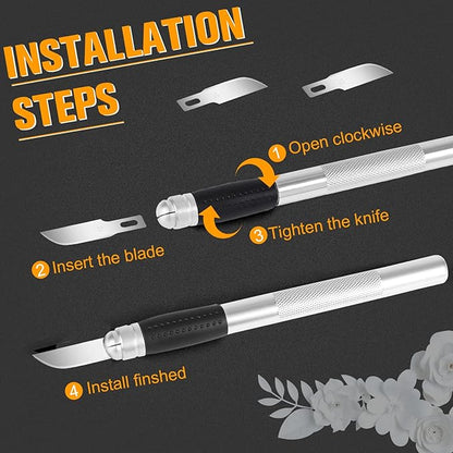 100 Pack Hobby Blades Set #10 Craft Knife Blades Refill Hobby Knife Replacement Blades with Storage Box for Art Craft Scrapbooking Supplies Caving Stencil