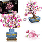 HOGOKIDS Flowers Cherry-Blossom Bonsai Building Set - 2 in 1 Artificial Bonsai Tree Plants for Home Decor & Display Cherry Botanical Flowers Building Toy Birthday Gift for Adults Teens (775PCS)