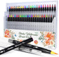 Professional Watercolor Brush Markers Pen 48 Colors of Ohuhu, Water Based Drawing Marker Brushes W/A Blending Aqua Pen, Water Soluble for Adult Coloring Books Comic Calligraphy
