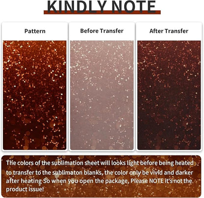 Red Sublimation Transfer Sheets for Heat Press Machine, 12x12inch Glitter Sublimation Paper for Tumblers Blanks Tshirts,8 Sheets