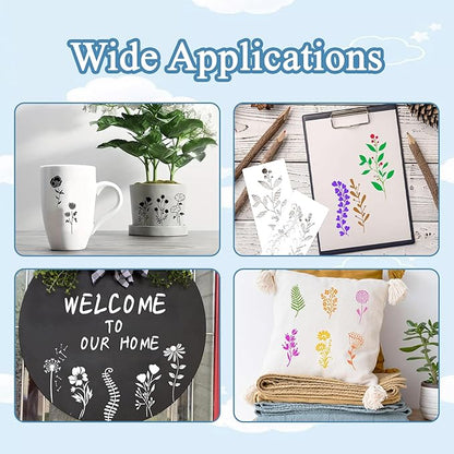 36 Pieces Flower Stencils for Painting on Walls,Reusable Floral Stencils,DIY Craft Drawing Templates Set for Wall Paper Canvas Home Decor