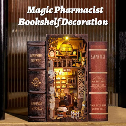 CUTEBEE Book Nook Kit, DIY Booknook Miniature House Tiny House 3D Wooden Puzzle Dollhouse Kit for Adults and Teens, Bookshelf Insert Decor, DIY Craft Gift Model Build