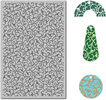 Arbuya Swirls Polymer Clay Texture Mat for Earrings Jewelry Making, Filigree Flowers Clay Texture Sheets for Polymer Clay Projects Floral Stamps for Clay Earrings Tools
