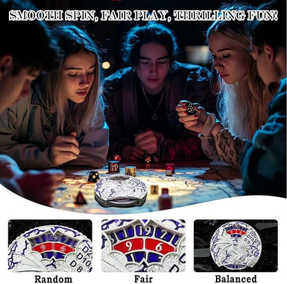 DND Dice Set Roulette: Fidget D4 D6 D8 D10 D10% D12 D20 All in One Metal D&D Spinner Dice - Cool Role Playing Dice Gifts for Dungeons and Dragons TRPG MTG Games Lover Players (Silver)