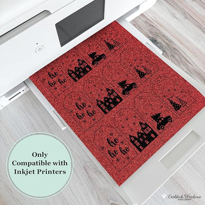 Cardstock Warehouse Diamond Print Inkjet Glitter - Premium Red Glitter Cardstock Paper – 15 Sheets, 8.5 x 11" - 104 lb/280 GSM for Inkjet Printing, Die-Cutting, Card Making, Crafts, and DIY Projects