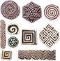 Royal Kraft Wooden Stamps for Block Printing on Saree Border, Textile, Clay, Pottery, Tattoo (Set of 10) MXtag0010