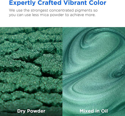 Rolio Premium Mica Powder - Egyptian Green (100G / 3.5 oz) - 1 Jar of Green Pigment Powder for Epoxy Resin, Dye, Soap Making, Nail Polish, Paint, Candle Making, Bath Bombs, Slime