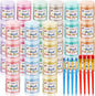 Faccito 9 Pcs Sidewalk Chalk Paint Kit Non Toxic Paint Washable Powdered Chalks Mix in Water 9 Vibrant Colors with Paintbrush for Creative Sidewalk and Chalkboard Fun