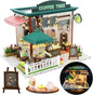 Miniature House Kit, Miniature Dollhouse, Mini Houses for Beginners, Mayberry Street Miniatures, Model Building Craft Diorama Kits for Adult, Ideal Gifts for Birthday, Easter Christmas(Coffee Shop)
