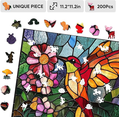 Wooden Jigsaw Puzzles -Bird Wooden Puzzles for Adults, 500 Pcs King Size 15.9'' x 15.9'', Luxurious Shaped Wood Puzzle, Beautiful Package, Best Gift for Adults and Kids, Family Game