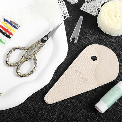 Sewing Scissors Small Sharp Vintage Embroidery Scissors, Tip Detail Thread Cutting Scissor for Craft Needlework Cross Stitch Daily Use Travel Shears with Cover