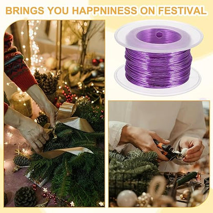 uxcell 20 Gauge / 0.8mm Anodized Aluminum Wire for Jewelry Craft Making, 102 Feet Bendable Flexible Wire for DIY Home Decor Gardening Sculpture, Purple