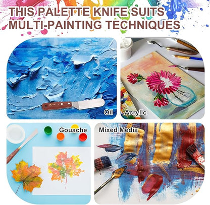 MECCANIXITY Pack of 1 Large Palette Knife No.9, 11" Long Palette Knives with Stainless Steel Flexible Spatula Pallet Knife and Wood Handle for Scraping, Mixing, Oil Acrylic Painting Canvas