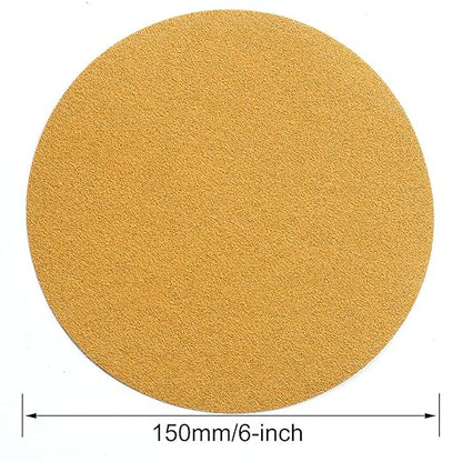 6-Inch No-Hole Hook and Loop Sanding Discs 100-Grit, Random Orbital Sandpaper for Automotive and Woodworking, 100-Pack