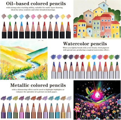 71Pack Drawing Supplies Sketching Kit,Art Supplies for Adults Artists Beginners,Drawing Kit Sketching Pencils with Sketchbook, Colored Watercolor Metallic Graphite Charcoal Pencils
