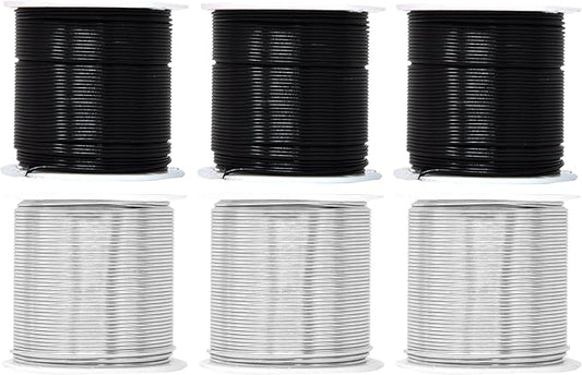 Mandala Crafts 18 Gauge Anodized Aluminum Craft Wire for Jewelry Making - 450 FT Colored Flexible Silver Black Wire - Bendable for Bonsai Armature Crafting Sculpting