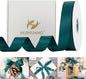 HUIHUANG Teal Green Ribbon 1 inch x 50 Yards Double-Faced Satin Silk Ribbon for Gift Wrapping, Crafts, Wedding, Christmas Tree Decor