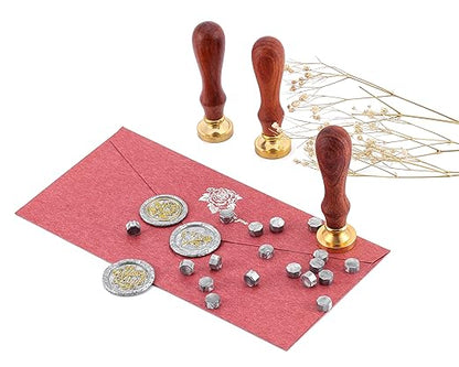 Yoption 360 Pcs Silver Octagon Sealing Wax Beads for Wax Seal Stamp with 4 Candles and 1pcs Melting Spoon