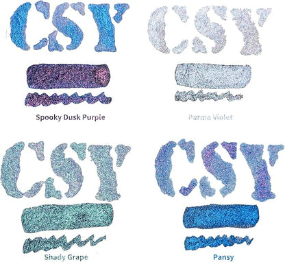 CSY art gallery Pearlescent Liquid Acrylic Ink Set Bottle -Shimmering Purple Permanent Calligraphy Inks-High Gloss,Metallic Paint for Crafts, Resin Art, DIY, Furniture, Wood (Lavender Manor Set)