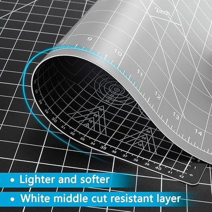 ArtAt Self Healing Cutting Mat: 12″x 18″ Black-Gray Eco-Craft Cutting Mat - 5-Layer Durable Anti-Blade-Wear Material for All Your Crafting Needs