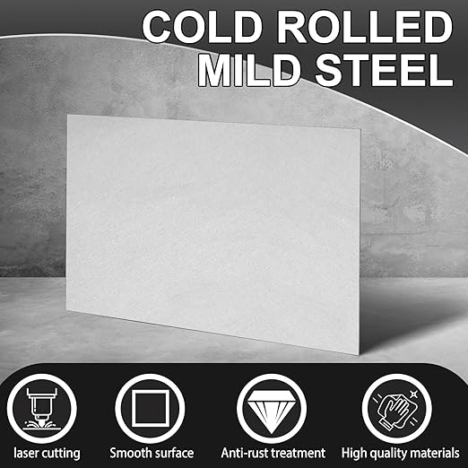 Zonon 1 Pcs 20 Gauge Steel Sheet Metal Cold Roll Steel Sheet 12" x 6" x 0.032" Weldable Metal Roll Steels Plate for DIY Craft Projects Home Auto, Easy to Shape, Weld, Cut and Form