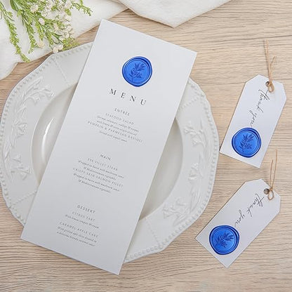 PONATIA Eucalyptus Wedding Invitation Envelope Seal Stickers, 50 Pcs Self- Adhesive Royal Blue Stickers, Perfect for Invitation, Envelopes, Christmas Cards, Gift Wrapping, Party Menu Décor
