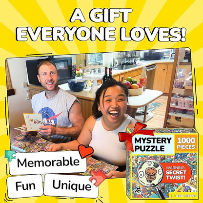 Odd Pieces Jigsaw Puzzles 1000 Pieces - Magic Mystery Story Secret Ending Puzzle - Perfect Game Night for Adults & Kids - Cartoon City Building Theme Sci-Fi (Turbo 3000)