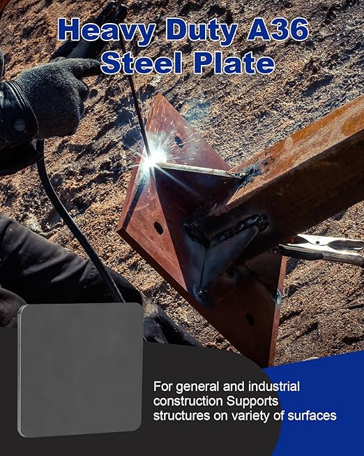 Rocaris 12 X 12 X 1/4 Inch A36 Steel Plate Hot Rolled, Square Base Plate for Construction Boards, Structure Support, Weldable Square and Industrial