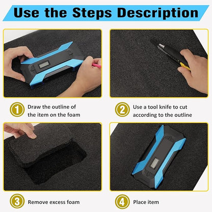 2 Pcs 12 x 16 x 1INCH Black Polyurethene Foam Sheets,Cuttable Packing Foam Block Foam Padding for Packing and Crafts,Toolbox Storage.