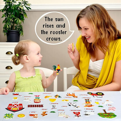 Felt Flannel Board Story Pieces for Toddlers Preschool, Kids Interactive Storytelling Teaching Play Kits with Words Felt Pieces (New Farm)