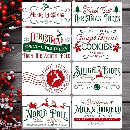 Christmas Stencils for Crafts Reusable 12” Christmas Doormat Stencil Xmas Holiday Stencils for Painting on Wood Window Porch Hanger Fabrics Decor
