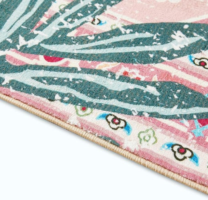 Washable Pink Rugs Boho Vintage Tropical Jungle 6x9 Area Rugs Jungle Oriental Carpet for Bedroom Kitchen Dining Living Room Office Distressed Indoor Cute Nursery Rug