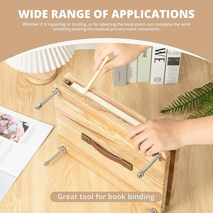 50 Pcs Book Binding Kits, 15"x11.4" Inch Wooden Book Press，Books Binding Materials, with Bone Folder, Awl, Needles for DIY Bookbinding, BookRepair, Handmade Crafts