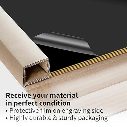 Trotec TroLase | 12"x24"x1/16", 4 Pcs | Black/Gold | 2 Ply | Modified Acrylic | Laser Engraving Double Color Plastic Sheet | Engraving Blanks for Laser, Saw, Guillotine | Made in USA