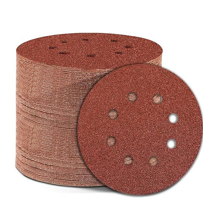 120 Grit 5 Inch Sanding Discs Hook and Loop Sandpaper, 150 PCS 8 Hole Adhesive Medium Grit Sand Paper for Random Orbital Sander