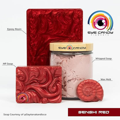 Eye Candy Pigments Premium True Red Mica Powder - Senshi Red (50gr) - for Epoxy, Resin, Soap, Paint, Woodworking, Acrylic Pouring, Bath Bombs, Fishing Lures - DIY Arts and Crafts Additive