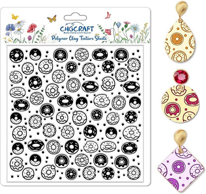 CHGCRAFT Donuts Pattern Polymer Clay Texture Sheet Polka Dots Pattern Silicone Texture Mat for Polymer Clay Making Earrings Jewelry DIY Crafts 5.5 × 5.5 Inch