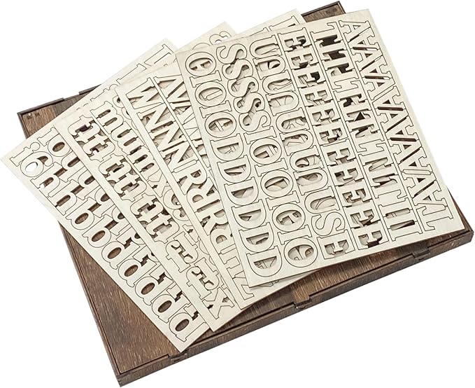 706 Pieces 1 Inch Wood Alphabet Letters Wooden Numbers Mini Capital & Lowercse Letters with Rustic Storage Box for Home Decor Spelling Education Homemade Crafts Party Gifts