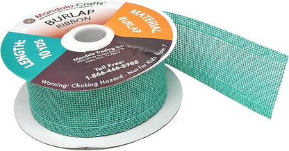 Mandala Crafts Turquoise Burlap Ribbon 1.5 Inches Wide Jute Ribbons for Crafts - 20 Yds Roll Rustic Burlap Wrap Trim Ribbons for Wreaths Bows Wedding Party Decoration