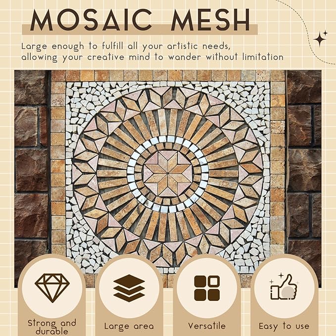 36" X 48" Mosaic Mesh for Back Mounted Tile Fiberglass Mosaic Mesh Backing Boast for Tile Installation Supplies Tools (Non Sticky)