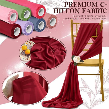 Horbaunal Burgundy Chiffon Fabric by The Yard, 5 Yard Continuous Sheer Fabric 59" Wide Soft Draping Fabric for Wedding Arch Draping Party Backdrop DIY Sewing